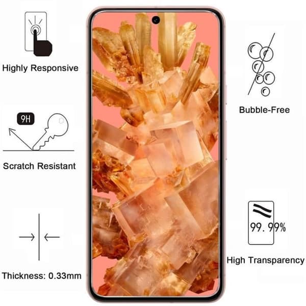 Stötthållare - Phonillico® - Google Pixel 8 - Mjuk Silikon - Förstärkt Skydd - 2 Härdat Glasfilmer