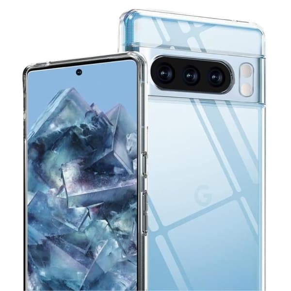 Transparent skal för Google Pixel 8 PRO och 2 filmer av härdat glas skärmskydd Phonillico®