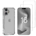 Miniatyrbild 1 av 6: Coque för iPhone 16 och 2 Filmer härdat glas skydd för skärmen Phonillico®