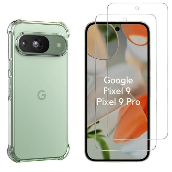 Skydd för Google Pixel 9 / Pixel 9 Pro och 2 Skyddsfilmer i Härdat Glas Phonillico®