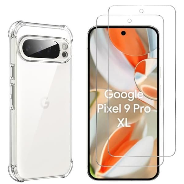 Skal för Google Pixel 9 Pro XL och 2 Förenade Härdat Glas Skärm Skyddsfilm Phonillico®