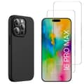 Miniatyrbild 1 av 6: Coque Noir TPU för iPhone 16 PRO MAX och 2 Stycken Härdat Glas Skydd Film Phonillico®