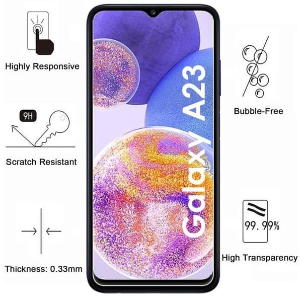 Coque för Samsung Galaxy A23 och 2 Härdat Glas Skärmskyddsfilm Phonillico®