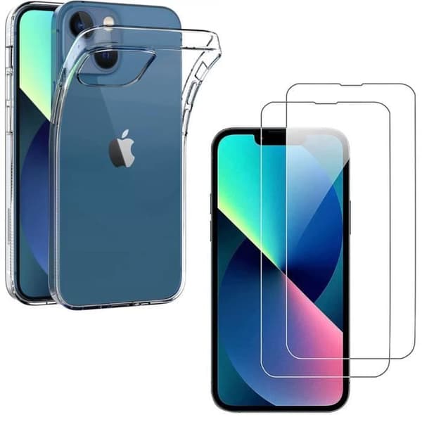 Coque för iPhone 14 och 2 Härdat Glas Skärmskyddsfilm Phonillico®