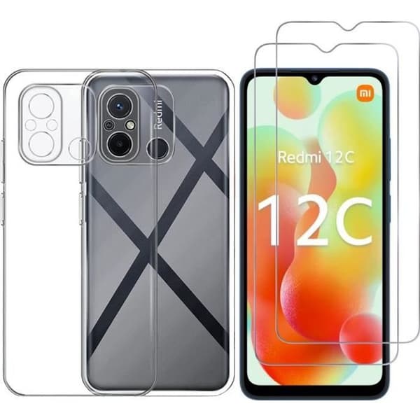 Coque för Xiaomi Redmi 12C och 2 Tempererade Glas Skyddfilm för Skärm Phonillico®