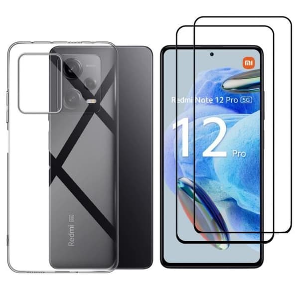 Coque för Xiaomi Redmi Note 12 PRO 5G och 2 Kärnans Härdat Glas Skärmskydd Phonillico®