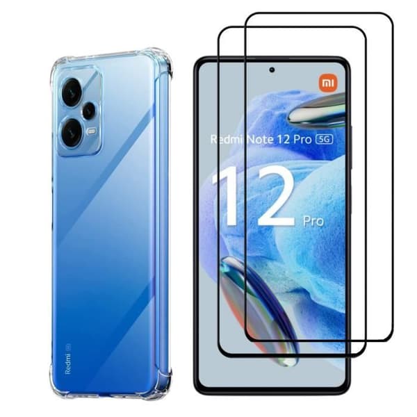 Stöttålig skal för Xiaomi Redmi Note 12 PRO 5G och 2 Härdade Glas Skärmskydd Phonillico®