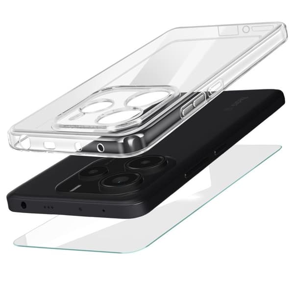 Packskydd för Redmi Note 14 5G, mjuk skal och härdat glas Mayaxess Transparent