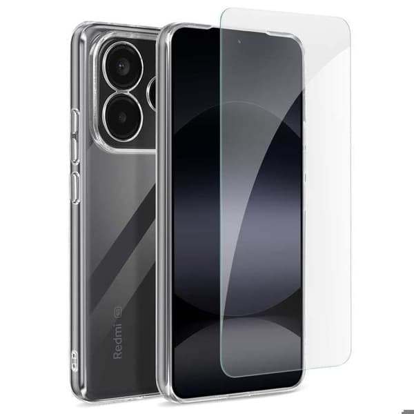Packskydd för Redmi Note 14 5G, mjuk skal och härdat glas Mayaxess Transparent