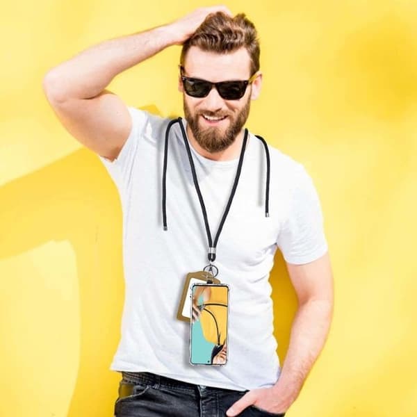 Tour de Cou 150cm för Smartphone i Nylon med Universell Fäste Partel Svart