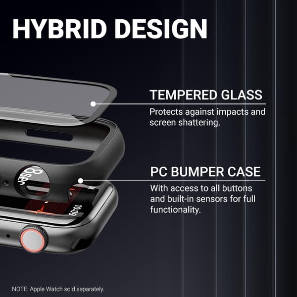 Crong Hybrid Watch Case - Etui med glas til Apple Watch 40 mm (Klar)