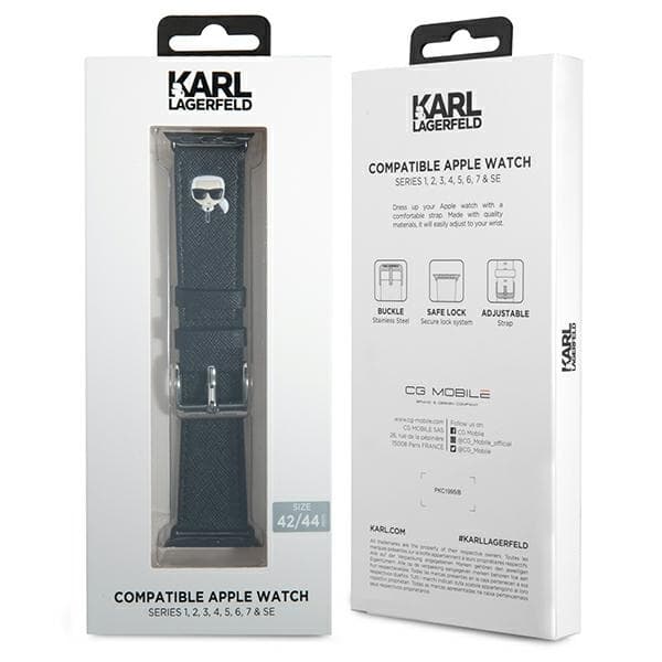 KarlLagerfeldSaffianoKarlHead-UrremtilAppleWatch42/44/45mm(sort)