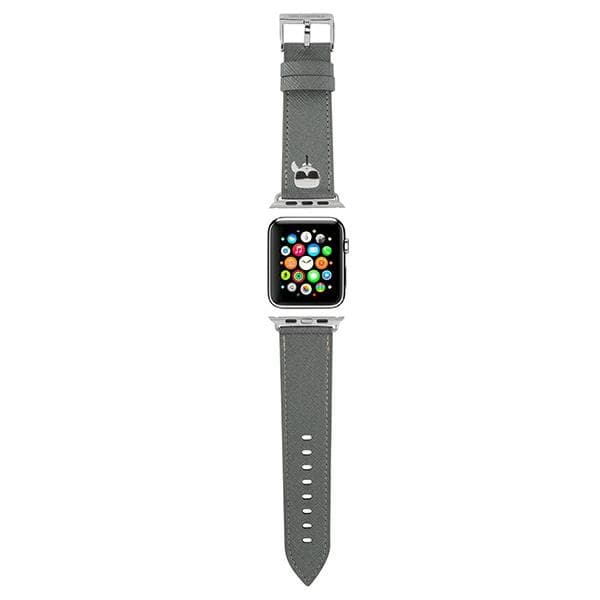 Karl Lagerfeld Saffiano Karl Head - Klockarmband för Apple Watch 42/44/45 mm (silver)
