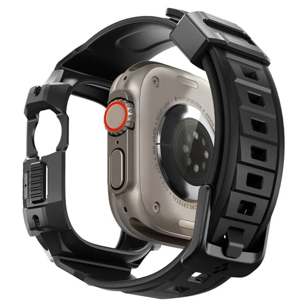 Spigen Rugged Armour Pro Case – Bånd med etui til Apple Watch Ultra 49 mm (sort)