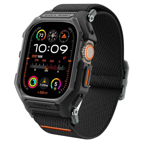Spigen Lite Fit "Pro" - kotelo hihnalla Apple Watch Ultralle 1/2 49 mm (mattamusta)