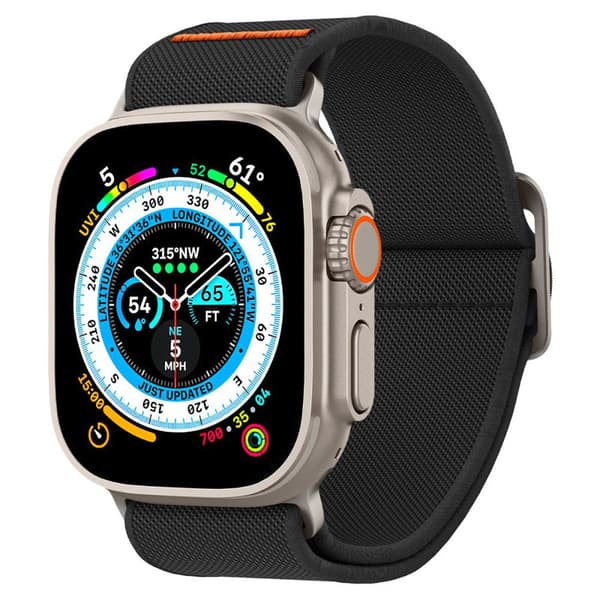 Spigen Fit Lite Ultra – ranneke Apple Watchille 42/44/45/49 mm (musta)