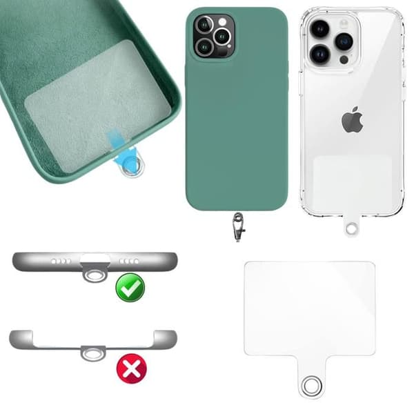 Cordon för universell justerbar mobiltelefonhalsrem Svart Transparent rem Phonillico®