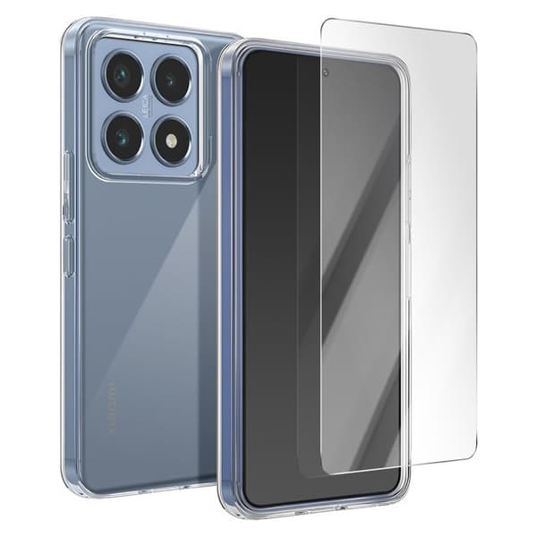 Skyddspaket för Xiaomi 14T Pro TPU-mjukskal och 7H härdat glas Moxie Transparent
