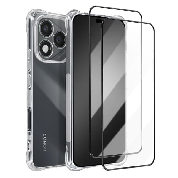 Packskydd för Honor 400 Lite Stöttåligt Fodral och 2 Klara Härdade Glas
