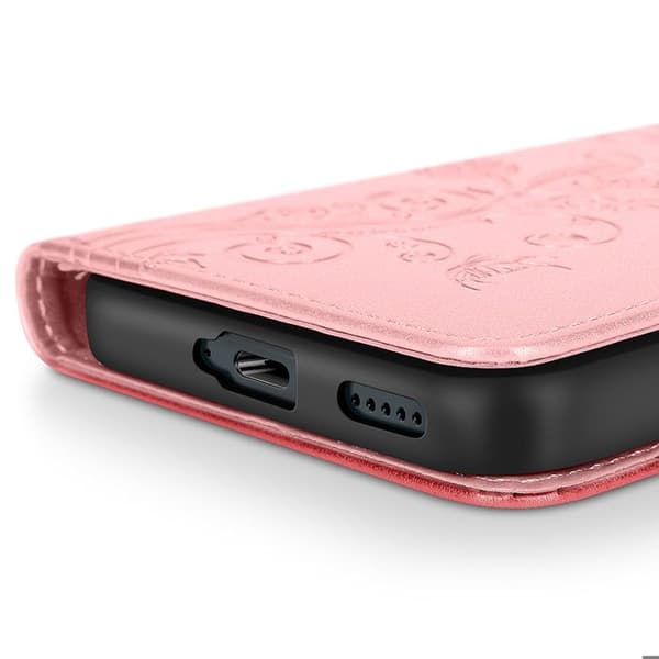 Fjällblommiga fjärilsetui för Honor 400 Lite plånbok med rosa handledsrem