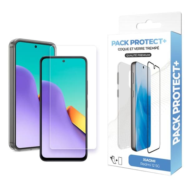 Skyddspaket för Xiaomi Redmi 12 5G TPU-skal och 7H härdat glas Moxie Transparent