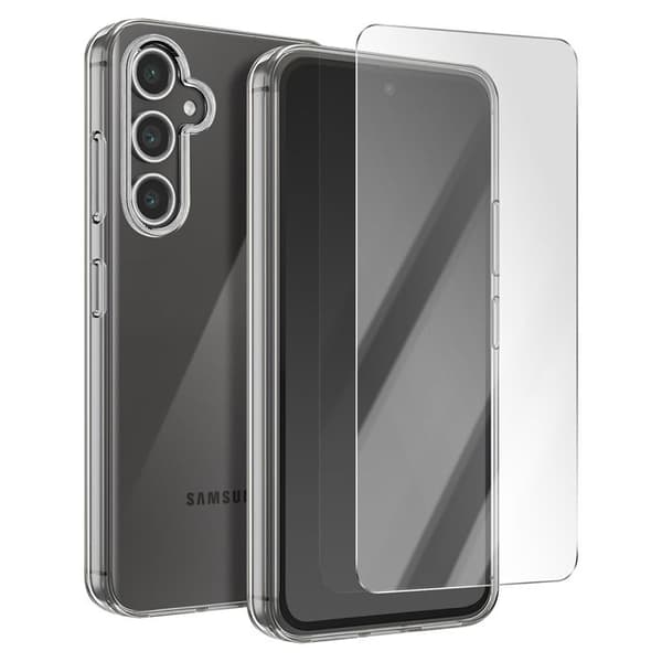 Skyddspaket för Galaxy S24 FE TPU-skal och 7H härdat glas Moxie Transparent
