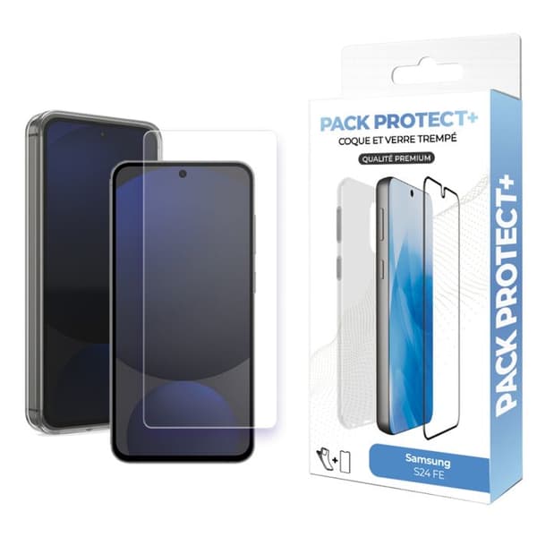 Skyddspaket för Galaxy S24 FE TPU-skal och 7H härdat glas Moxie Transparent