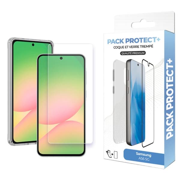 Skyddspaket för Galaxy A56 Fodral i mjuk TPU och härdat glas 7H Moxie Transparent