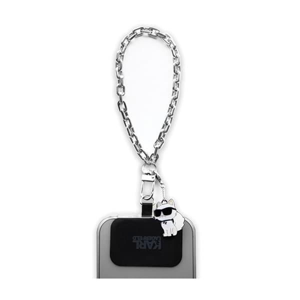 Dragonne för telefon - Karl Lagerfeld - Choupette - Silver - Metall - Universell