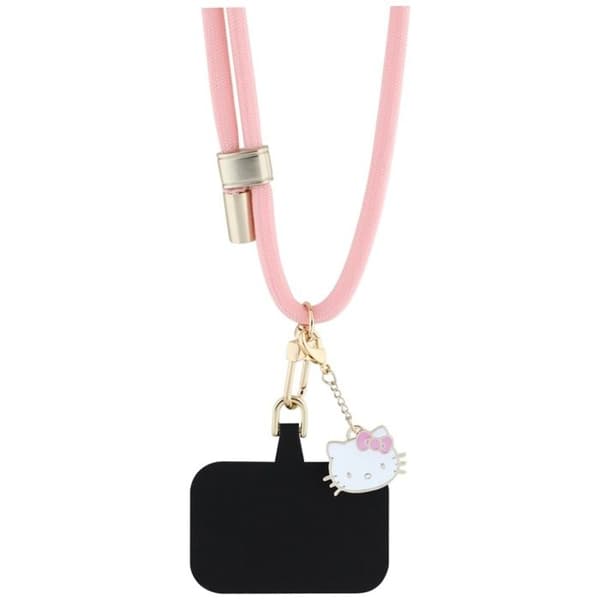 Sling / universal snodd för telefon (rosa) Hello Kitty patch och katt huvud berlock