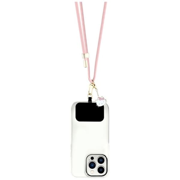 Sling / universal snodd för telefon (rosa) Hello Kitty patch och katt huvud berlock