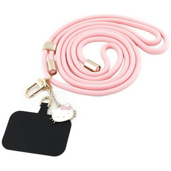 Sling / universal snodd för telefon (rosa) Hello Kitty patch och katt huvud berlock