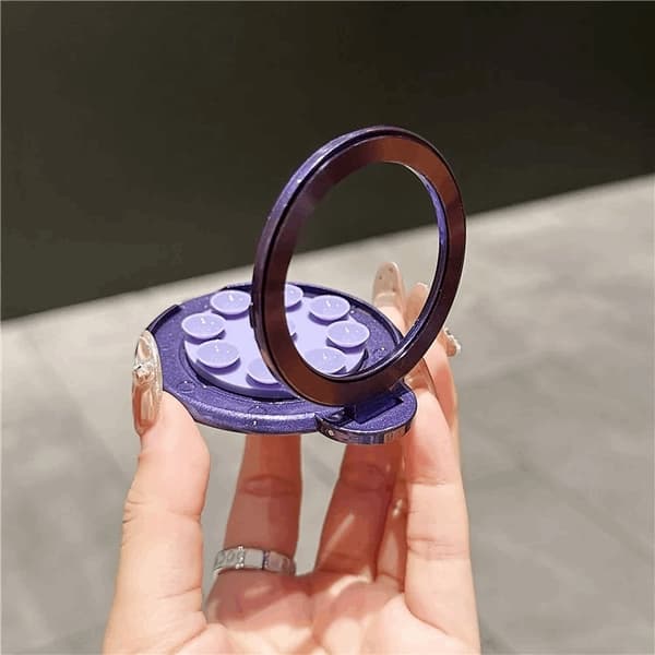 Magnetisk Mobil Sugkopp Ringhållare Kickstand Bilfäste - Mörklila