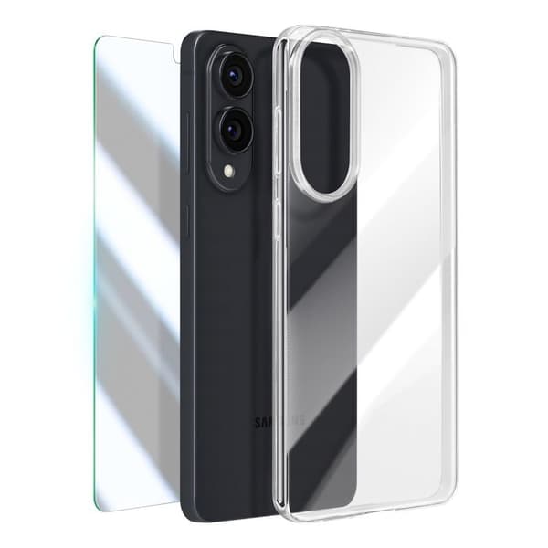Coque i silikon för Samsung S25 Edge och transparent härdat glas med repbeständighet