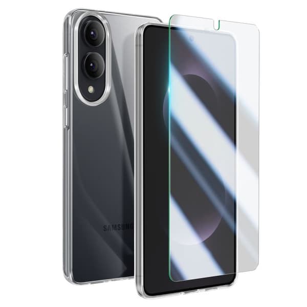 Coque i silikon för Samsung S25 Edge och transparent härdat glas med repbeständighet