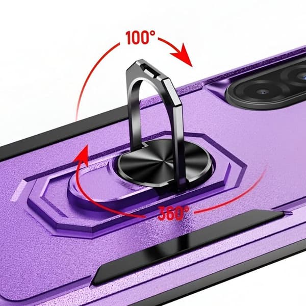 Stöttålig skal för Samsung A36 med magnetring och stativ lila