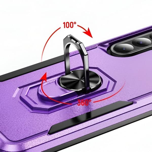 Stötsäker skal för Samsung Galaxy A56 med ringstöd Lila
