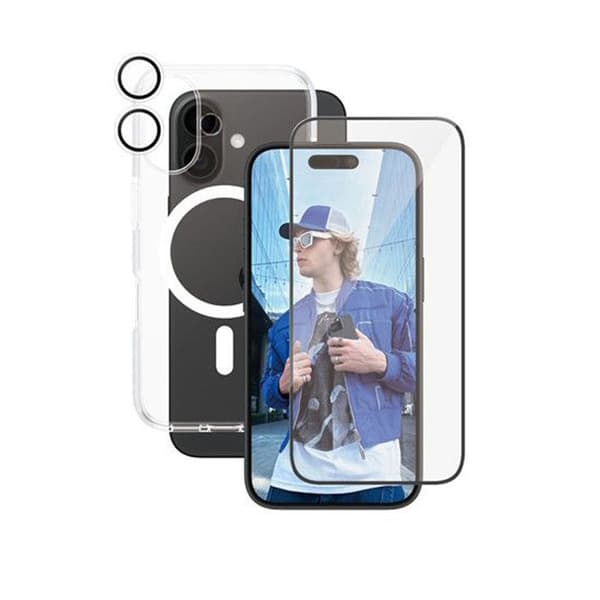 Skyddspaket för Apple iPhone 16 Serie Flagship 3-i-1 Panzer Glass Transparent