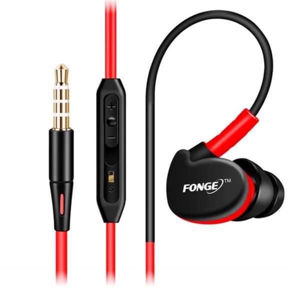 FONGE Sport In-ear Hörlurar med Mic (Earphone) Röd Röd