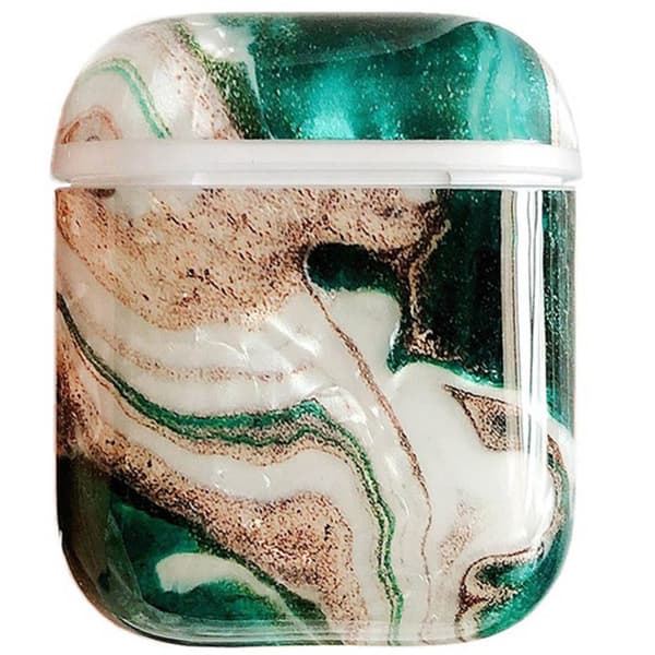 Skyddande Stilrent Hörlurs Fodral för AirPods Grön/Guld