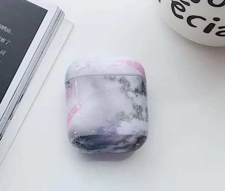 Airpod-kotelon kansi vaaleanpunainen / harmaa marmorikuvio