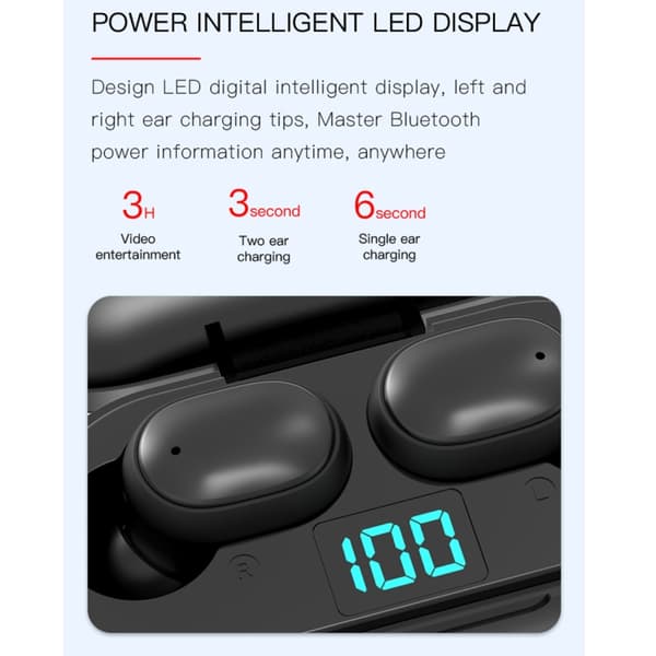 H6 True Wireless Bluetooth 5.0 Headset med laddbox