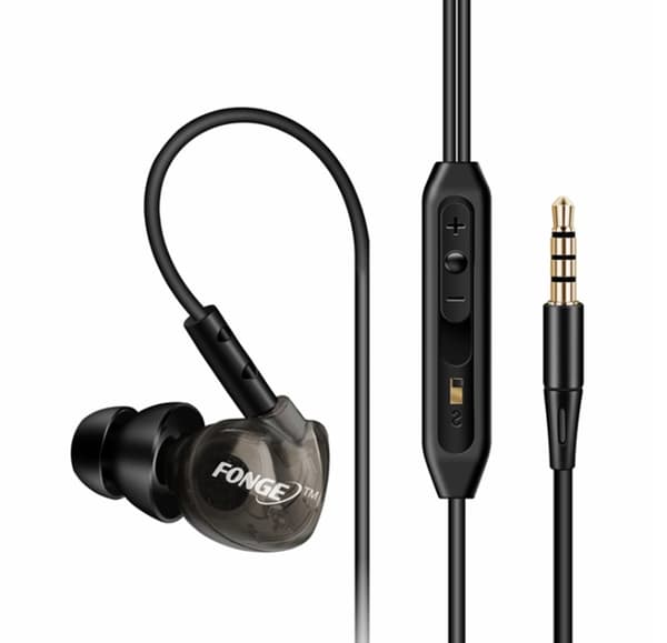 FONGE Sport In-ear Hörlurar med Mic (Earphone) Svart Svart