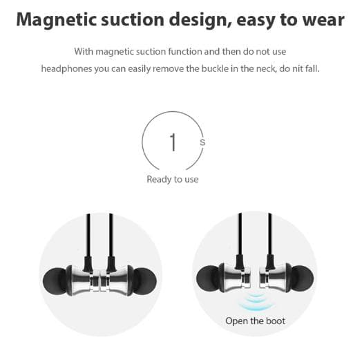 Magnetisk bluetooth hörlurar svart Silver