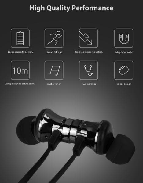 Magnetisk bluetooth hörlurar svart