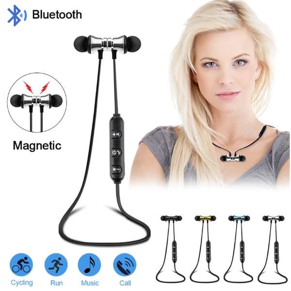 Magnetiska  Bluetooth Sporthörlurar svart Guld