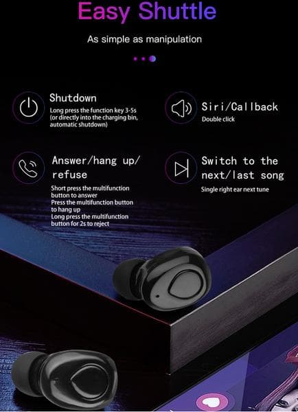 trådlösa XI8S TWS i hörlurar Bluetooth 5.0 svart