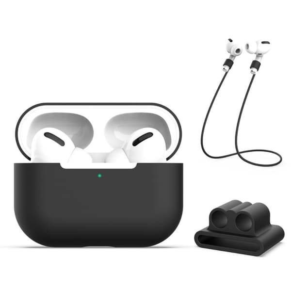 Silikonskal Med Hörlursband & Hållare AirPods Pro Svart Silikonskal Med Hörlursband & Hållare AirPods Pro Svart