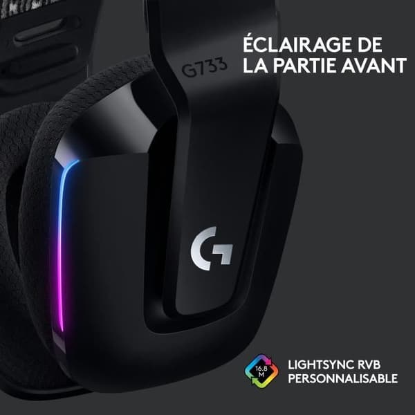 Spelhörlurar - Trådlösa - LOGITECH G - G733 LIGHTSPEED - Svart