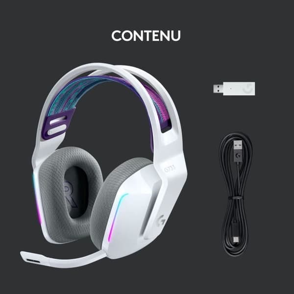 Spelhörlurar - Trådlösa - LOGITECH G - G733 LIGHTSPEED - Vit